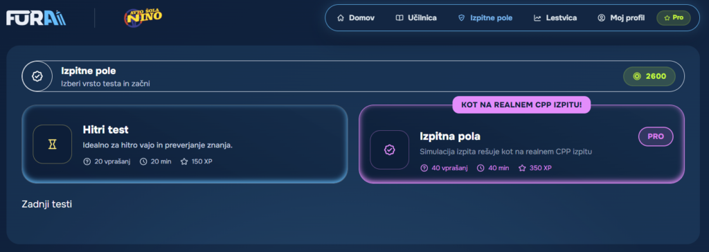 Simulacija izpitne pole na FURAI.SI: 40 vprašanj, 40 minut, kot na realnem CPP izpitu